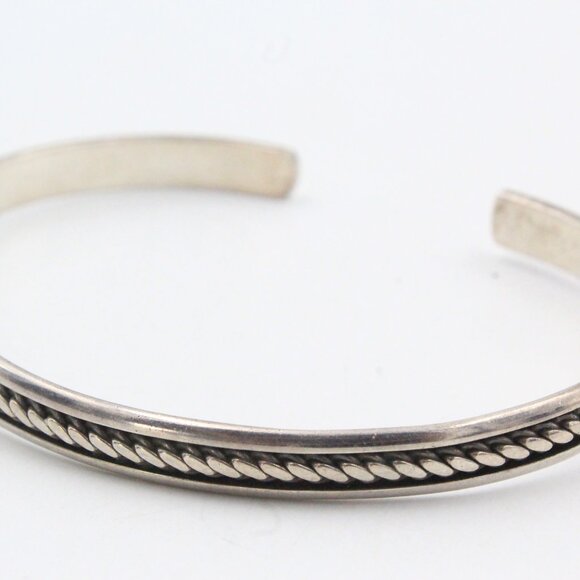STERLING SILVER NAVAJO TWISTED ROPE CUFF BRACELET - Picture 5 of 9